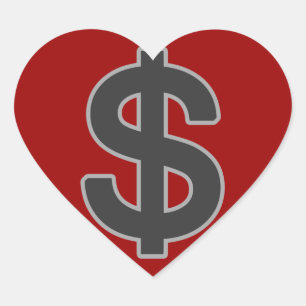 b&w graphic money symbol heart sticker