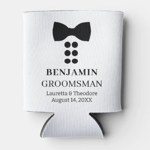 B&W Groomsman Gift Personalised Can Cooler