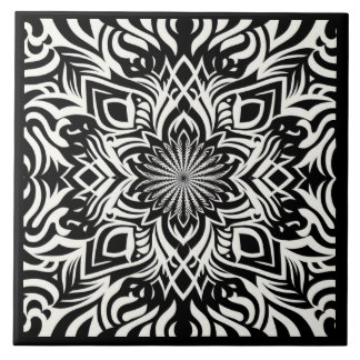 B&W Harmony (with border) Ceramic Tile
