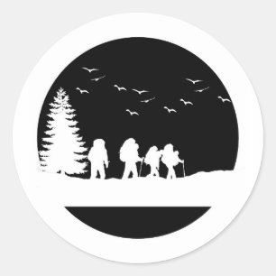 B&W Hiking Adventure Sticker