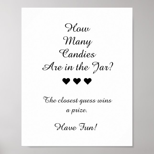 B&W How Many Candies Are In The Jar Game Poster (Front)