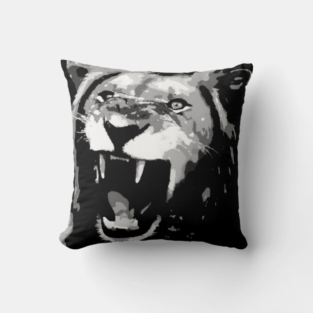 B&W Lion American MoJo Pillow (Front)