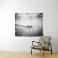 B&W long exposure of a beach in Rabac, Croatia