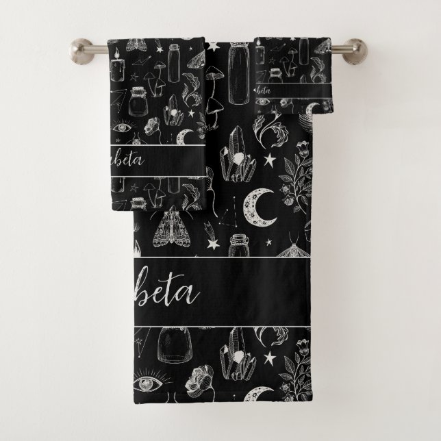 B/W Magic Bugs and Stuff Bath Towel Set (Insitu)