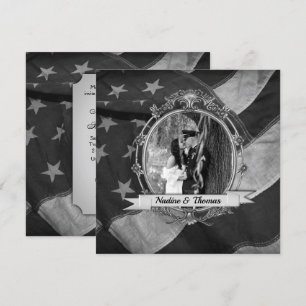 B&W Military Wedding Invitation with Photograph