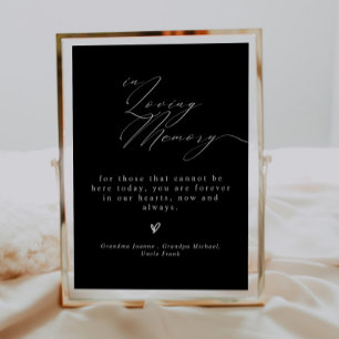 B & W Minimalist  In Loving Memory Wedding Sign
