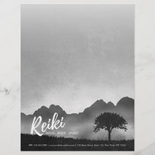 B&W Natural Reiki Master Yoga Mediation instructor Custom Letterhead