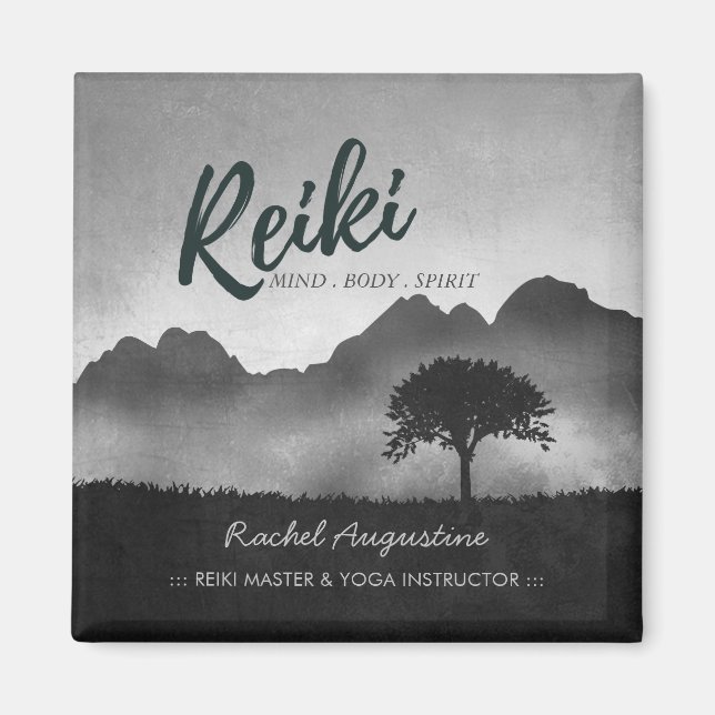 B&W Natural Reiki Master Yoga Mediation instructor Magnet (Front)