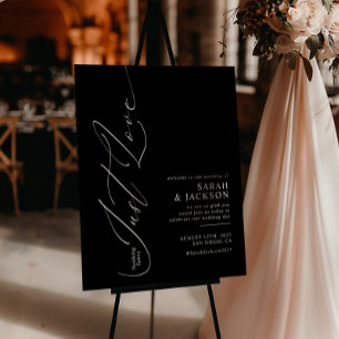 B&W Nothing Fancy Just Love Modern Wedding Welcome Poster