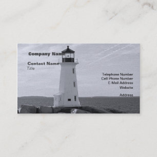 B&W Peggy's Cove Lighthouse Business Card