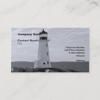 B&W Peggy's Cove Lighthouse Business Card