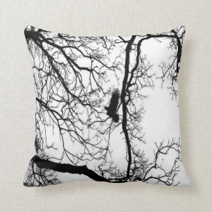 B&W Photo Bird Flying #2 Cushion