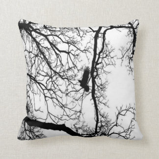 B&W Photo Bird Flying #2 Cushion