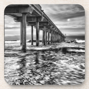 B&W pier at dawn, California Coaster