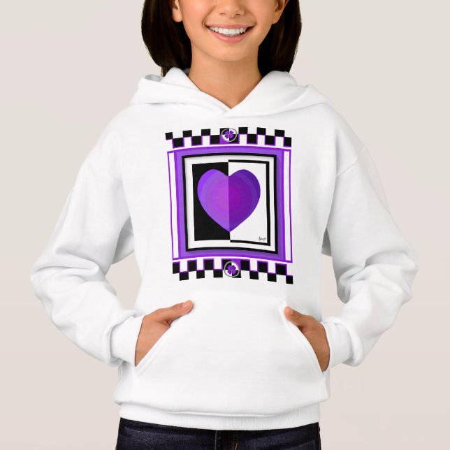 B&W Purple Hearts Beating (Front)