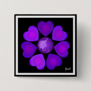 B&W Purple Hearts Beating 15 Cm Square Badge