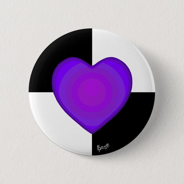 B&W Purple Hearts Beating 6 Cm Round Badge (Front)