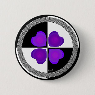 B&W Purple Hearts Beating 6 Cm Round Badge