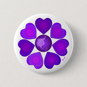 B&W Purple Hearts Beating 6 Cm Round Badge