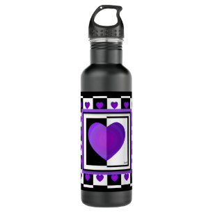 B&W Purple Hearts Beating 710 Ml Water Bottle