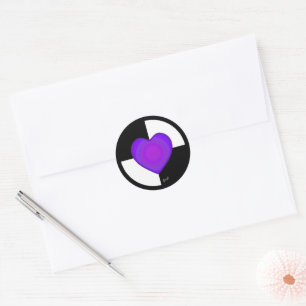 B&W Purple Hearts Beating Classic Round Sticker
