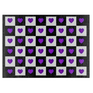 B&W Purple Hearts Beating Cutting Board