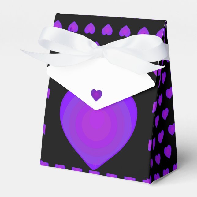 B&W Purple Hearts Beating Favour Box (Front Side)