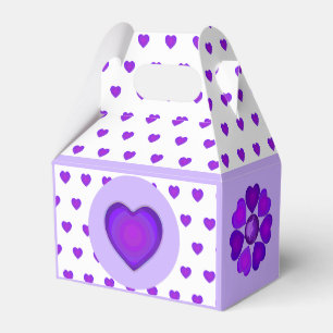 B&W Purple Hearts Beating Favour Box