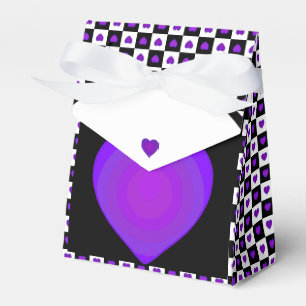B&W Purple Hearts Beating Favour Box