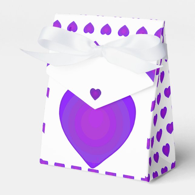 B&W Purple Hearts Beating Favour Box (Front Side)
