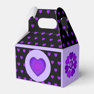 B&W Purple Hearts Beating Favour Box