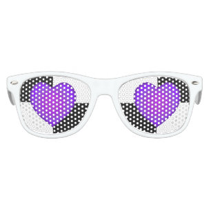 b&w Purple hearts beating Kids Sunglasses