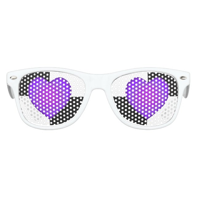 b&w Purple hearts beating Kids Sunglasses (Front)