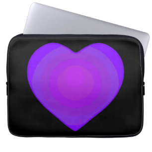 B&W Purple Hearts Beating Laptop Sleeve