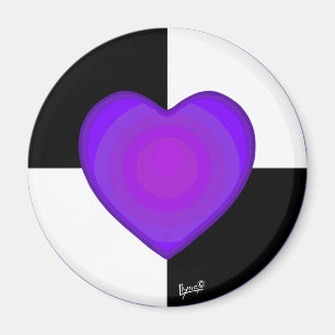B&W Purple Hearts Beating Magnet