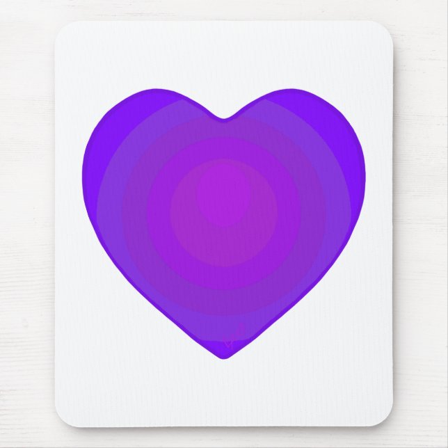 B&W Purple Hearts Beating Mouse Pad (Front)