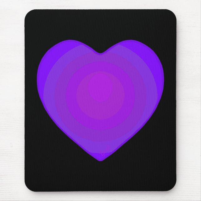 B&W Purple Hearts Beating Mouse Pad (Front)