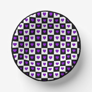 B&W Purple Hearts Beating Paper Plate