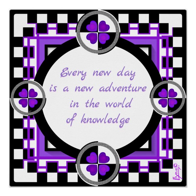 B&W purple hearts beating Poster (Front)