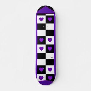 B&W Purple Hearts Beating Skateboard