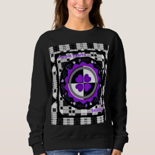 B&W Purple Hearts Beating Sweatshirt
