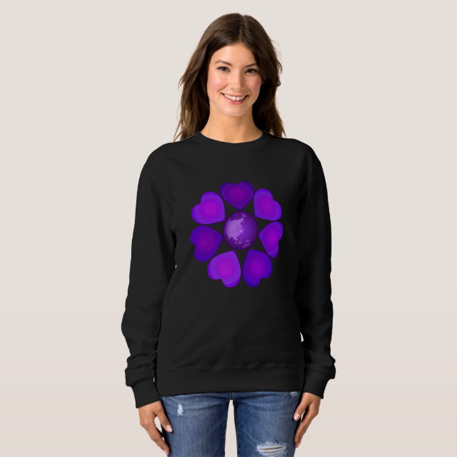 B&W Purple Hearts Beating Sweatshirt (Front Full)