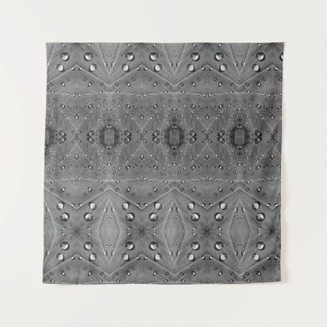 B&W Rain on Green Leaf Ikat  Tapestry (Front)