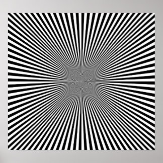 B&W Rays Optical Illusion Poster