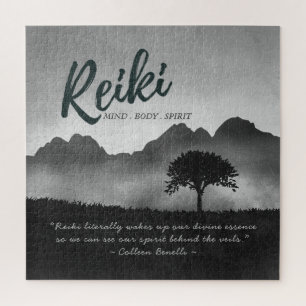 B&W Reiki Master Yoga Mediation instructor Quotes Jigsaw Puzzle