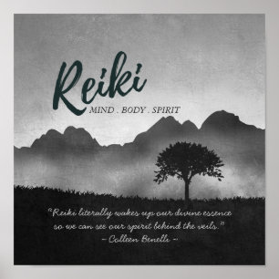 B&W Reiki Master Yoga Mediation instructor Quotes Poster