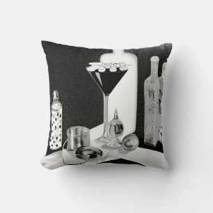 B&W Retro Bar & Martini Cushion