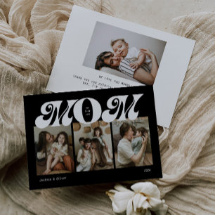 B & W Retro Bold Mom 4 Photo Collage Mother's Day Card