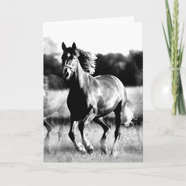 B&W Running Horse Card (Front)
