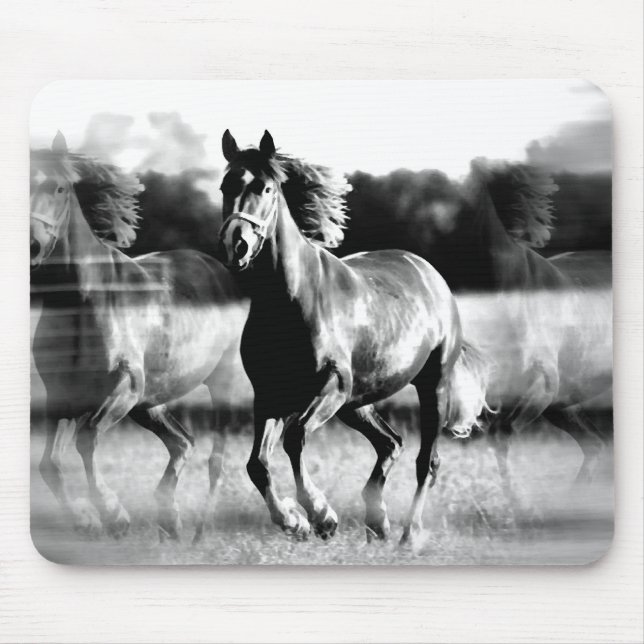 B&W Running Horse Mouse Pad (Front)
